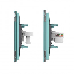 Розетка телефонная RJ-11 кат.3 и интернет RJ-45 кат.6 Livolo, 1 пост, цвет зеленый