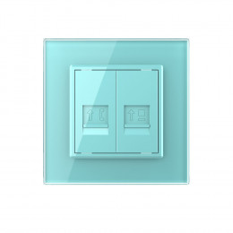 Розетка телефонная RJ-11 кат.3 и интернет RJ-45 кат.6 Livolo, 1 пост, цвет зеленый