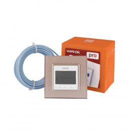 Терморегулятор Welrok PRO для рамки LIVOLO с электронным управлением, датчик воздуха, датчик пола 3 м, цвет белый с рамкой шампань