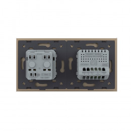 Одноклавишный сенсорный выключатель с розеткой Livolo, 2 поста, цвет золотой