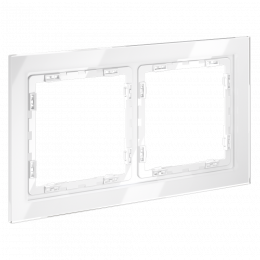 Рамка стеклянная VOLTUM S70 на 2 поста, (белый, стекло) VLS110201