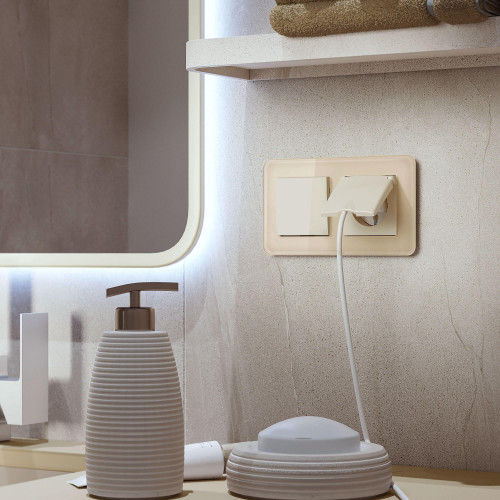 Купить Рамка из стекла на 2 поста Elite айвори W0022443 в rum24.ru фото: 2