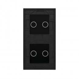 Панель вертикальная для двух сенсорных выключателей Livolo, 4 клавиши (2+2), цвет черный, стекло