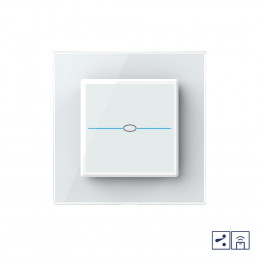Одноклавишный проходной/перекрестный сенсорный выключатель Livolo Quadro с функцией радиоуправления, 1 пост, цвет белый