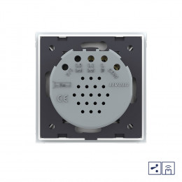 Одноклавишный проходной/перекрестный сенсорный выключатель Livolo Quadro с функцией радиоуправления, 1 пост, цвет белый