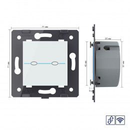 Сенсорный выключатель для штор Livolo Quadro с функцией радиоуправления, цвет белый (механизм)