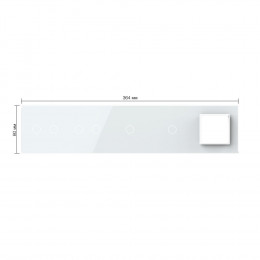 Панель для 4-х сенсорных выключателей и розетки Livolo, 6 клавиш (2+2+1+1), цвет белый, стекло