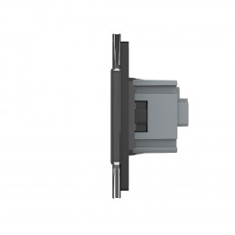 Двухклавишный сенсорный выключатель с розеткой Livolo, 2 поста, цвет черный VL-C702/C7C1EU-12