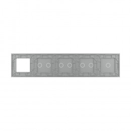 Панель для 4-х сенсорных выключателей и розетки Livolo, 7 клавиш (1+2+2+2), цвет серый, стекло