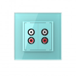 Розетка аудио RCA "двойной тюльпан" двойная Livolo, 1 пост, цвет зеленый