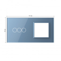 Панель для трехклавишного сенсорного выключателя и розетки Livolo, цвет синий, стекло