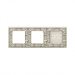 Панель для трехклавишного сенсорного выключателя и двух розеток Livolo, цвет жемчужный, стекло