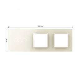 Панель для трехклавишного сенсорного выключателя и двух розеток Livolo, цвет жемчужный, стекло
