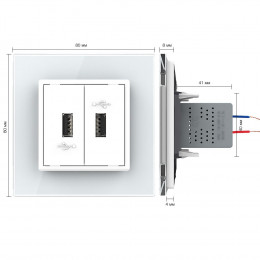 Розетка двойная USB LIVOLO с блоком питания 5В 2.1А белая VL-C792USB-11