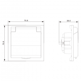 Накладка для розетки Schuko с заземлением, с крышкой, 16A 250 В~, глянцевый белый, серия S08 DS45403