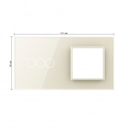Панель для трехклавишного сенсорного выключателя и розетки Livolo, цвет жемчужный, стекло