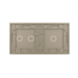 Панель для двух сенсорных выключателей Livolo, 3 клавиши (1+2), цвет шампань, стекло