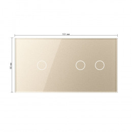 Панель для двух сенсорных выключателей Livolo, 3 клавиши (1+2), цвет шампань, стекло