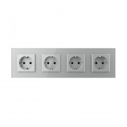 Розетка электрическая четыре поста 220В LIVOLO серая VL-C7C4EU-15