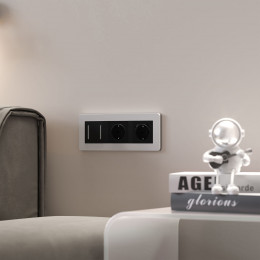 Рамка из поликарбоната на 3 поста Split белый/черный, soft-touch