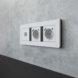 Рамка из поликарбоната на 3 поста Split белый/черный, soft-touch