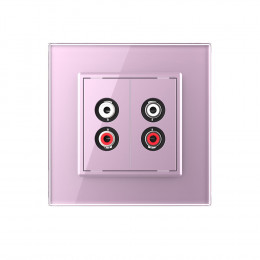 Розетка аудио RCA "двойной тюльпан" двойная Livolo, 1 пост, цвет розовый