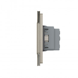 Сенсорный выключатель Livolo 3 клавиши (2-1) с розеткой Livolo, 3 поста, цвет шампань