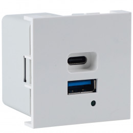 USB зарядное устройство, 4.2A , 65W, Type A + C, 2 мод., бел. (45х45мм) DUSB4200WAF