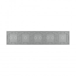 Панель для пяти сенсорных выключателей Livolo, 8 клавиш (1+2+2+1+2), цвет серый, стекло