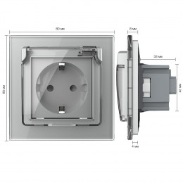 Розетка электрическая 16A с водонепроницаемой крышкой Livolo, 1 пост, цвет серый