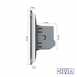 Одноклавишный проходной/перекрестный сенсорный диммер Livolo с функцией радиоуправления, 1 пост, цвет белый