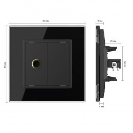 Розетка стерео аудио LIVOLO  TRS 6.3 jack черная VL-C791M1-12