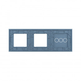 Панель для трехклавишного сенсорного выключателя и двух розеток Livolo, цвет синий, стекло