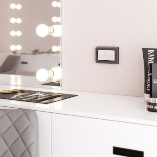 Купить Рамка из поликарбоната для двойной розетки Stream графит в rum24.ru фото: 6