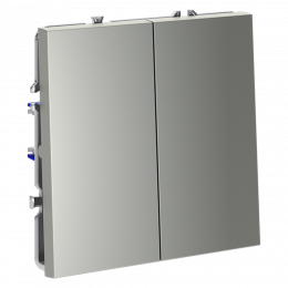 Проходной переключатель встраиваемый VOLTUM S70 двухклавишный (сталь) VLS020305