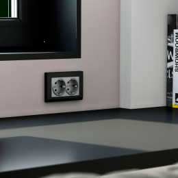 Рамка из поликарбоната для двойной розетки Stark черный