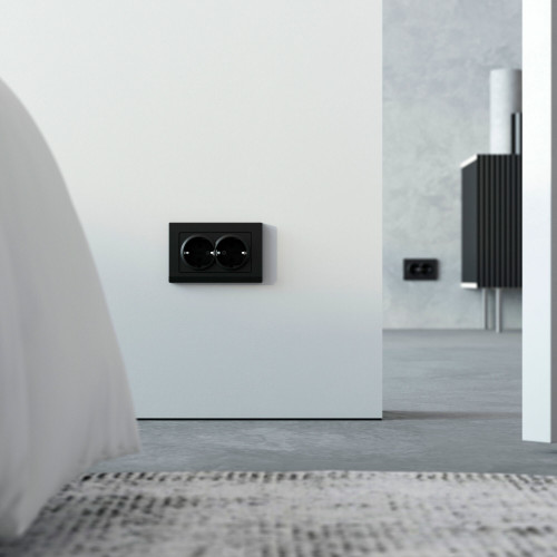 Купить Рамка из поликарбоната для двойной розетки Stark черный в rum24.ru фото: 3