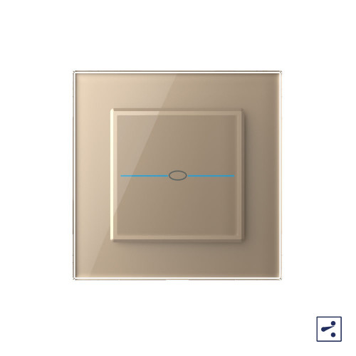Купить Одноклавишный проходной/перекрестный сенсорный выключатель Livolo Quadro, 1 пост, цвет золотой в rum24.ru фото: 2