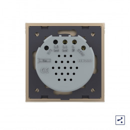 Одноклавишный проходной/перекрестный сенсорный выключатель Livolo Quadro, 1 пост, цвет золотой