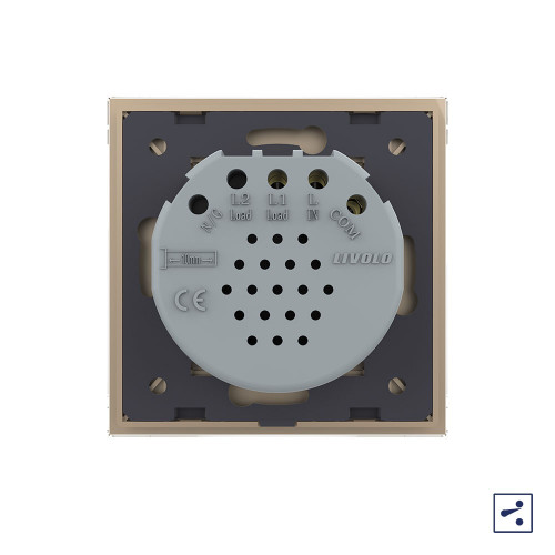 Купить Одноклавишный проходной/перекрестный сенсорный выключатель Livolo Quadro, 1 пост, цвет золотой в rum24.ru фото: 4