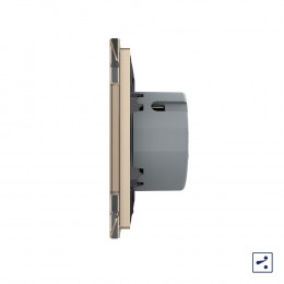 Одноклавишный проходной/перекрестный сенсорный выключатель Livolo Quadro, 1 пост, цвет золотой