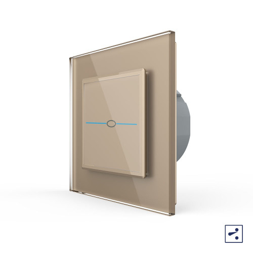 Купить Одноклавишный проходной/перекрестный сенсорный выключатель Livolo Quadro, 1 пост, цвет золотой в rum24.ru