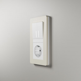 Рамка из поликарбоната на 2 поста Split айвори/белый, soft-touch