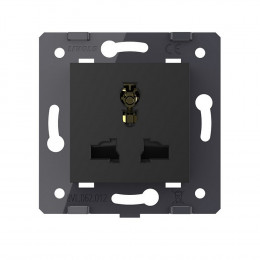 Розетка электрическая универсальная с заземлением защитными шторками 16A Livolo, цвет черный (механизм) аналог VL-C7-C1C-12 VL-FCT22 16A-2BP