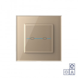Сенсорный импульсный радиоуправляемый выключатель Livolo Quadro сухой контакт 2 клавиши Золотой