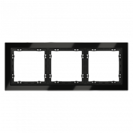 Рамка стеклянная VOLTUM S70 на 3 поста, (черный,стекло) VLS110308