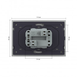 Розетка Livolo электрическая двойная 1 пост с заземлением, рамкой, защитными шторками 16A, цвет серый VL-C7CTF16A.TF16A-IP
