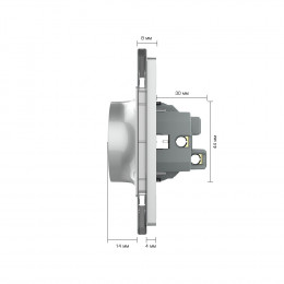 Розетка Livolo электрическая двойная 1 пост с заземлением, рамкой, защитными шторками 16A, цвет серый VL-C7CTF16A.TF16A-IP