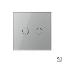 Двухклавишный сенсорный выключатель Livolo 12/24В, 1 пост, Серый VL-C702C-15