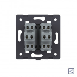 Двухклавишный простой и проходной механический выключатель Livolo, цвет серый (механизм), VL-C7-K2S-15